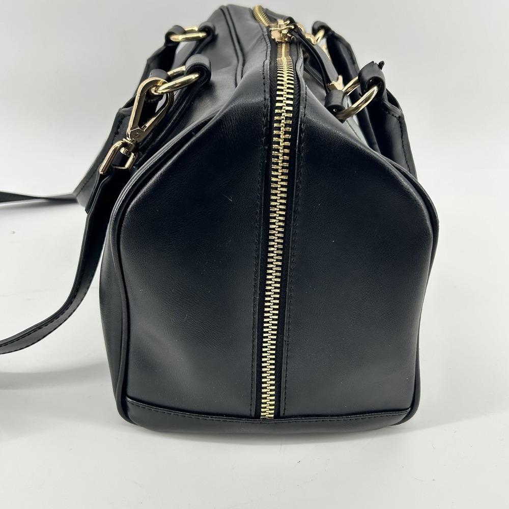 CUORE & PELLE Celeste Leather Dr. Style Satchel Black & Gold - Picture 6 of 15